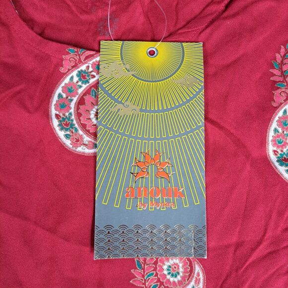 Anouk by Myntra Dress Womens S Red Paisley Boho Cottagecore 3/4 Sleeve Midi - Picture 6 of 12